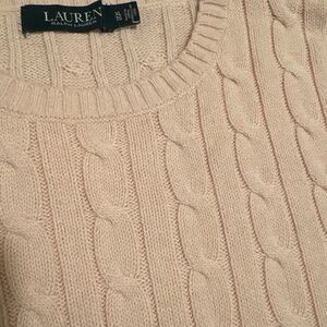 Ralph Lauren crew neck sweater in pale pink with side button feature